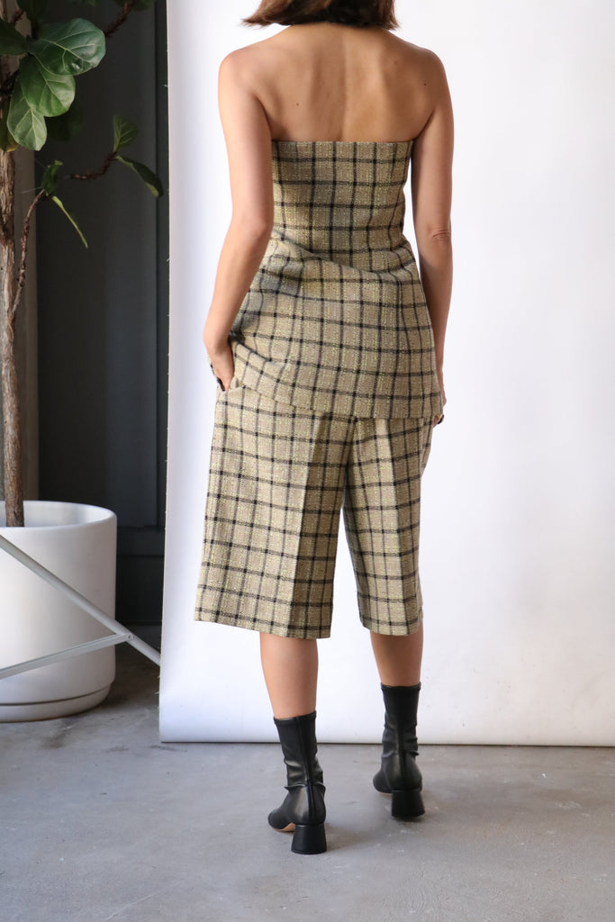 Ganni Check Suiting Relaxed Pleated Shorts Bottoms Ganni 