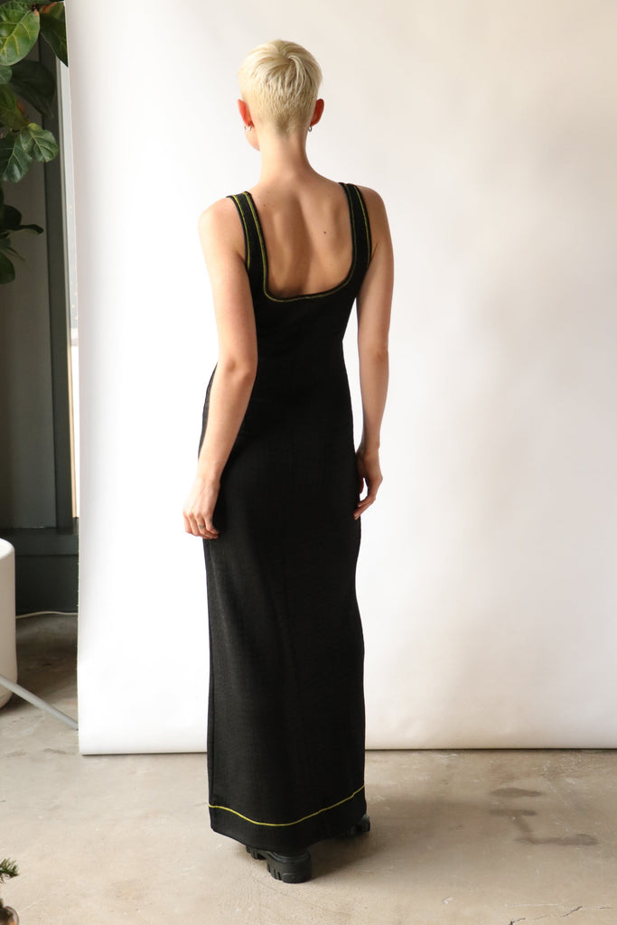Ganni Jacquard Jersey Long Dress in Black Dresses Ganni 