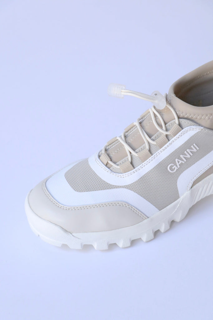 Ganni Performance Neoprene Sneaker in Egret | WE ARE ICONIC