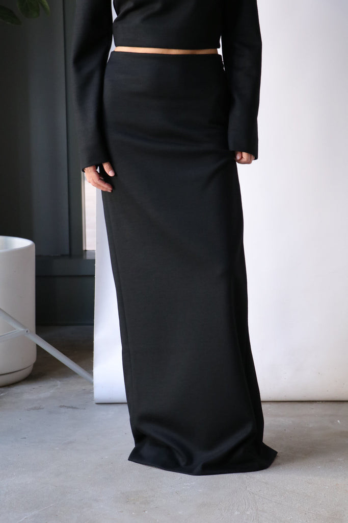 Gauchere High Waisted Jersey Skirt in Black Bottoms Gauchere 