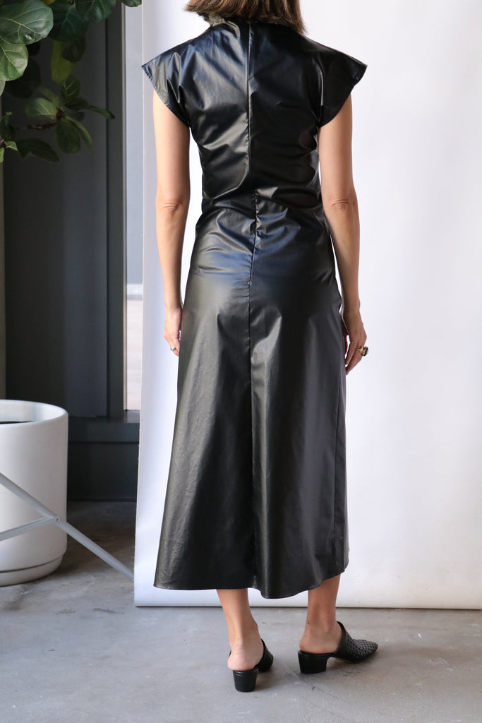 Zara, Dresses, Zara New Black Faux Leather Midi Dress