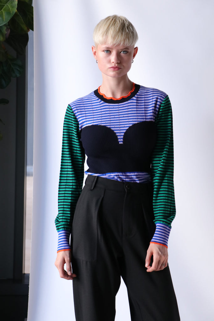 Henrik Vibskov Star Knit Blouse in Navy/Lavender/Green | WE ARE ICONIC