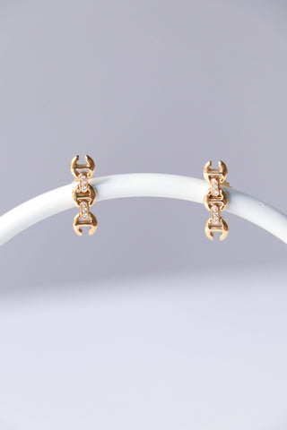 Hoorsenbuhs 3MM YG Toggle Earrings w/ White Diamonds | WE ARE ICONIC