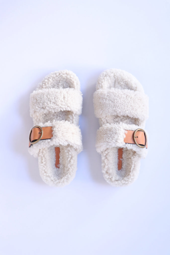 Isabel Marant Shearling Sandals in Ecru | WE ICONIC