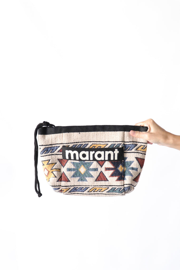 forbundet Manchuriet Specialitet Isabel Marant Powden Canvas Pouch in Black/Multi | WE ARE ICONIC