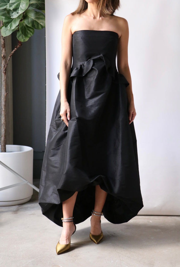 Kika Vargas Jane Dress in Black Taffeta Dresses Kika Vargas 