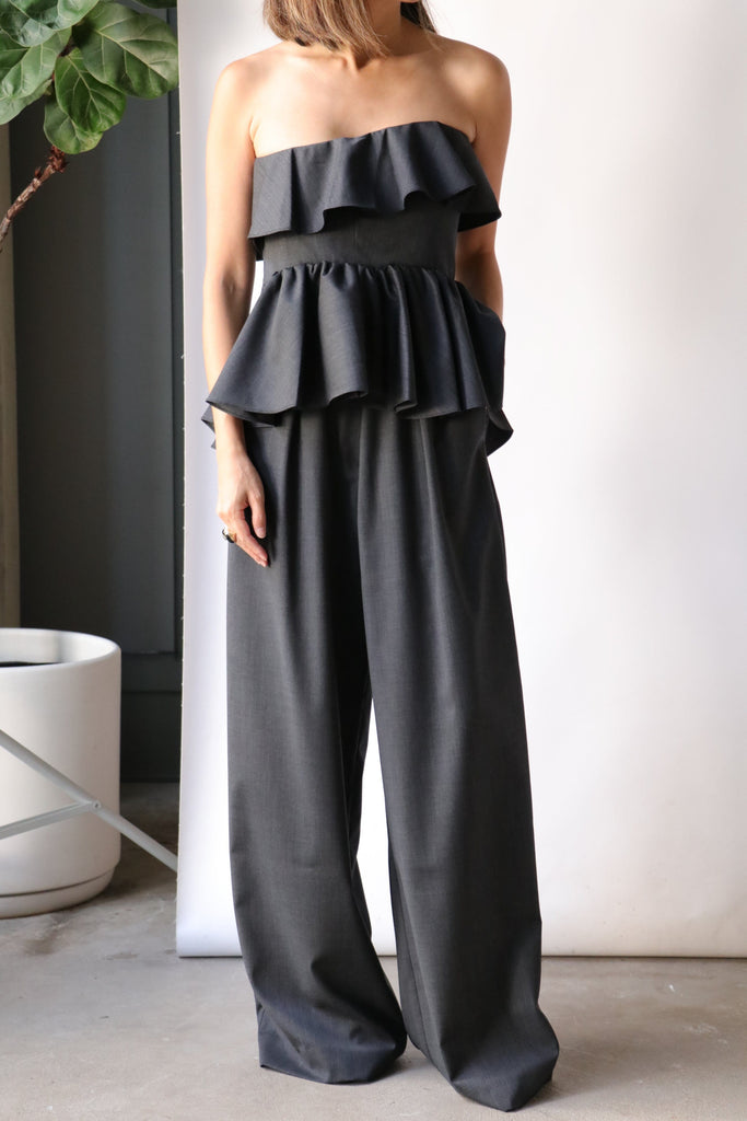 Kika Vargas Nuray Pant in Charcoal Light Wool Bottoms Kika Vargas 