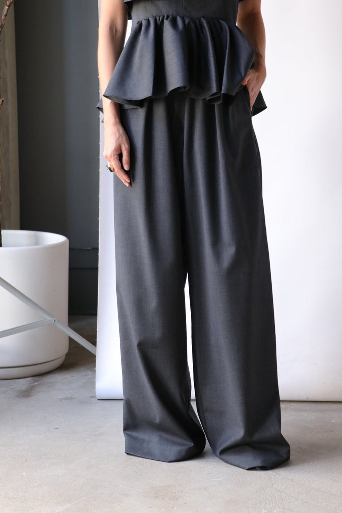 Kika Vargas Nuray Pant in Charcoal Light Wool Bottoms Kika Vargas 