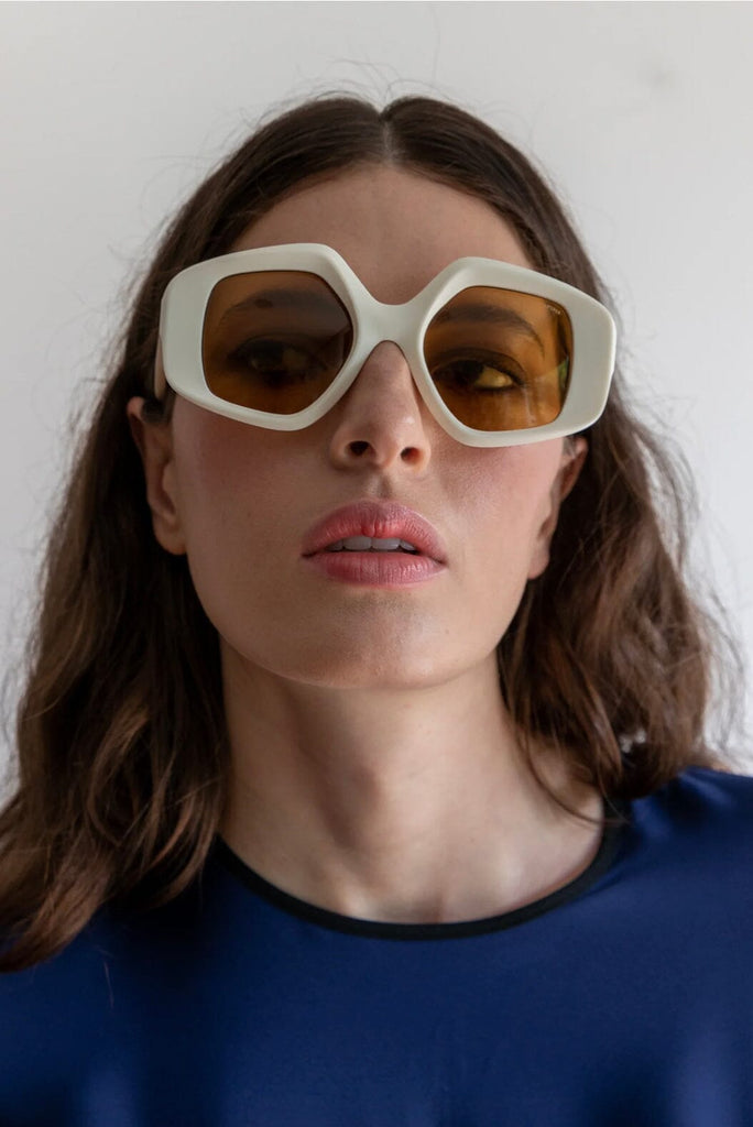 Lapima Stella Sunglasses in Natural White Vintage Accessories Lapima 