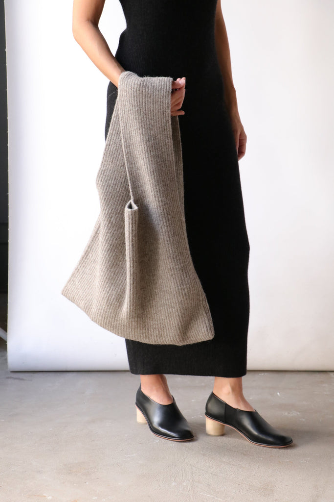 Lauren Manoogian Rib Big Shopper in Grey Wool Accessories Lauren Manoogian 