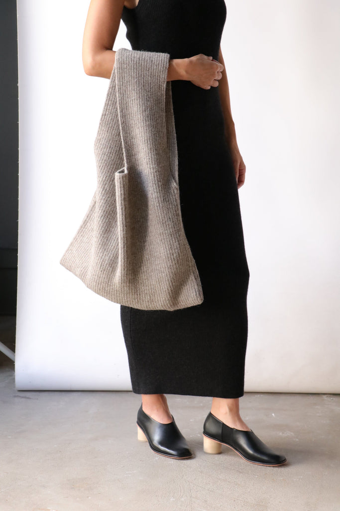 Lauren Manoogian Rib Big Shopper in Grey Wool Accessories Lauren Manoogian 