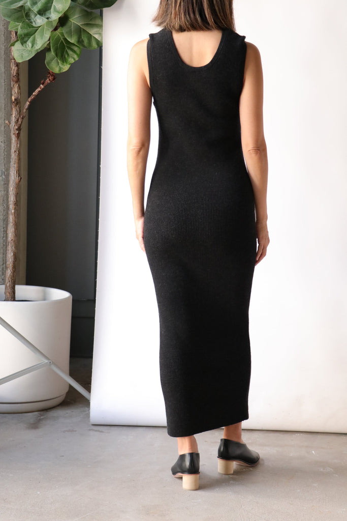 Lauren Manoogian Rib Tank Dress in Black Melange Dresses Lauren Manoogian 