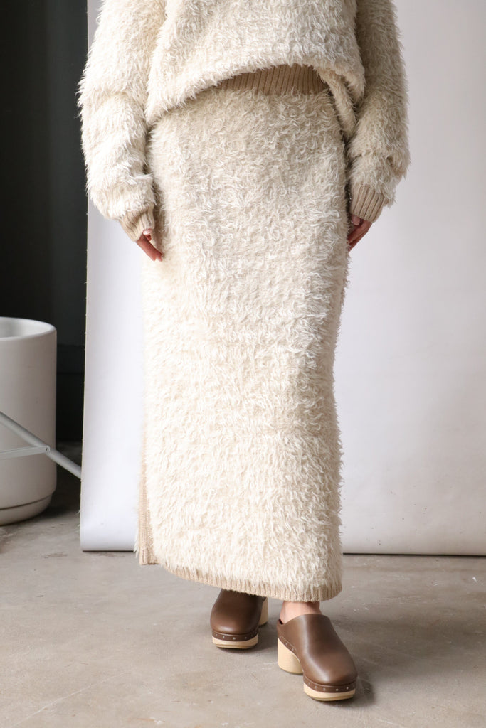Lauren Manoogian Sherpa Skirt in Raw White/ Antique Bottoms Lauren Manoogian 