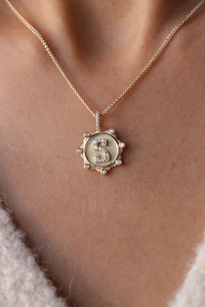 Marlo Laz Alphabet "S" Coin Necklace Jewelry Marlo Laz 