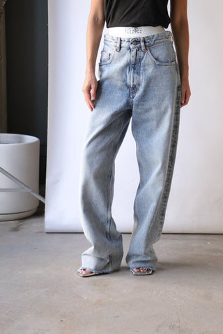 MM6 Maison Margiela Layered Jeans in Light Indigo | WE ARE ICONIC