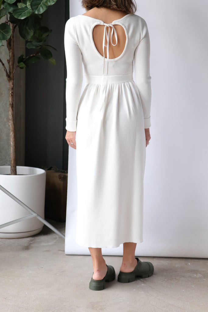 Proenza Schouler White Label Rib Knit L/S Dress in Off-White Dresses Proenza Schouler 