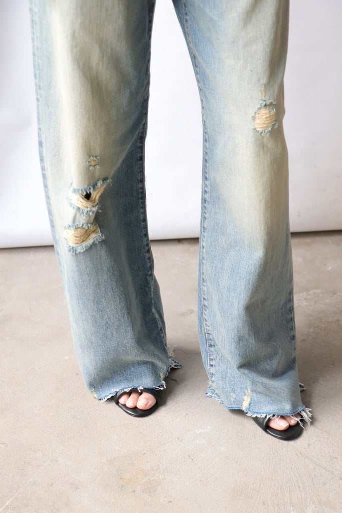 R13 D'arcy Loose Jean w/ Rips in Hester Blue Bottoms R13 