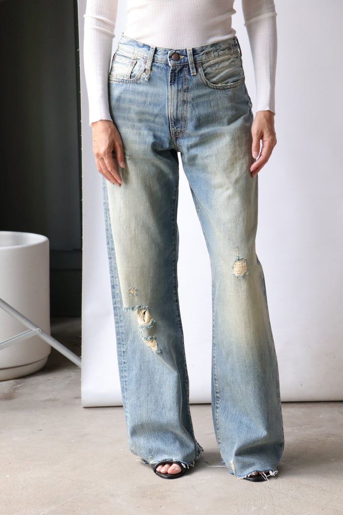 R13 D'arcy Loose Jean w/ Rips in Hester Blue Bottoms R13 