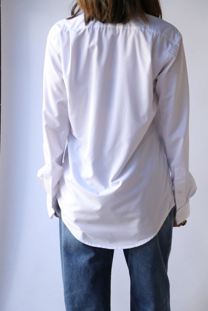 R13 High Collar Button Up in White tops-blouses R13 