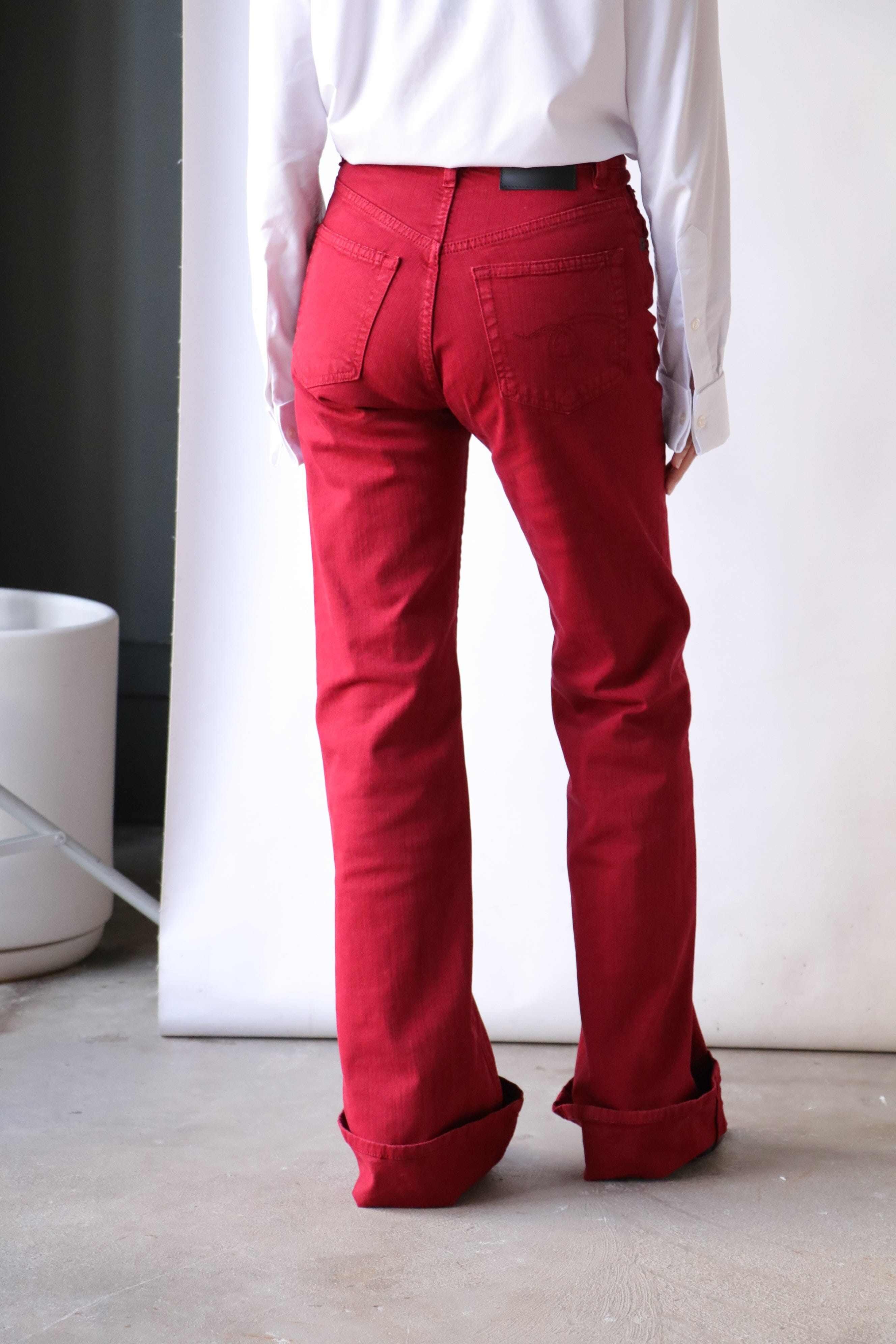 R13 Jane Jean in Vivid Red Stretch | WE ARE ICONIC