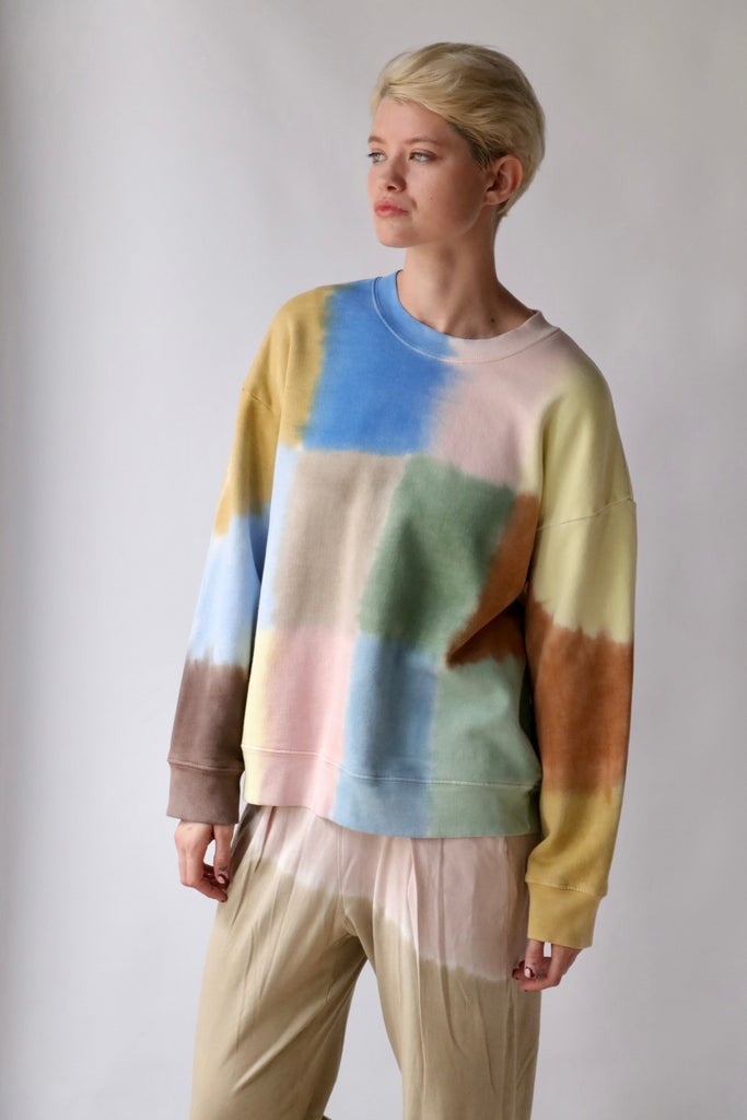 Raquel Allegra Yves Patchwork Sweatshirt in Multi Color Sweatshirts Raquel Allegra 