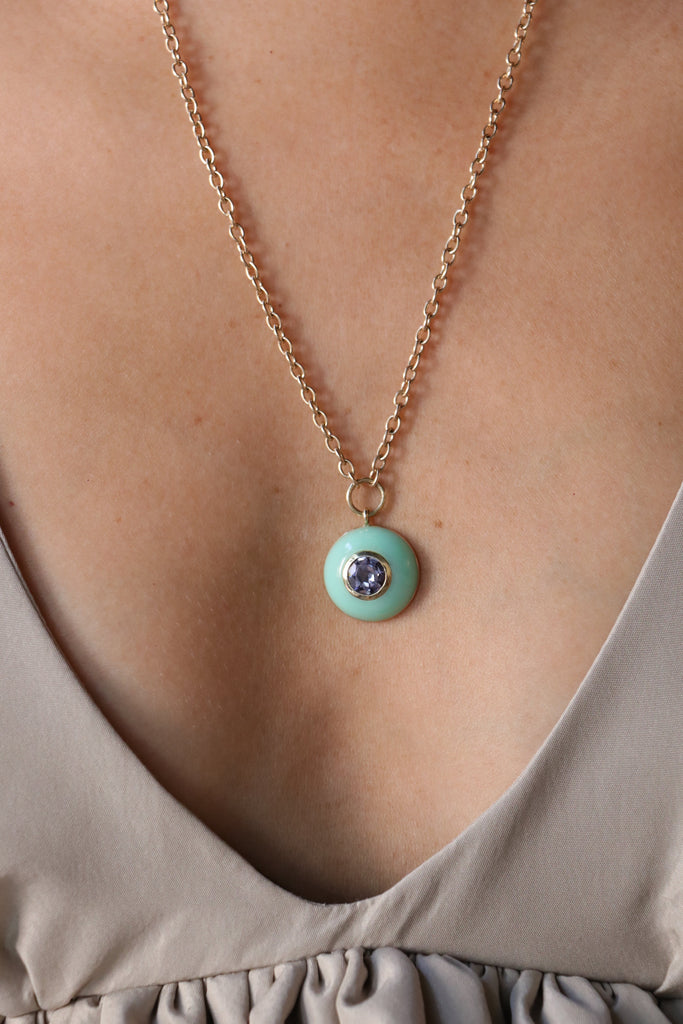 Retrouvai Lollipop Pendant Necklace Lavender Spinel in Chrysoprase Jewelry Retrouvai 