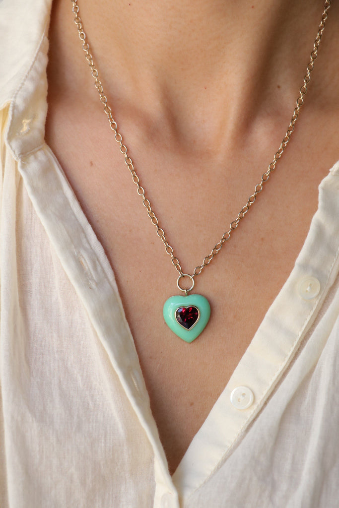 Retrouvai Lollipop Pendant Necklace- Rubellite w/ Australian Opal Jewelry Retrouvai 