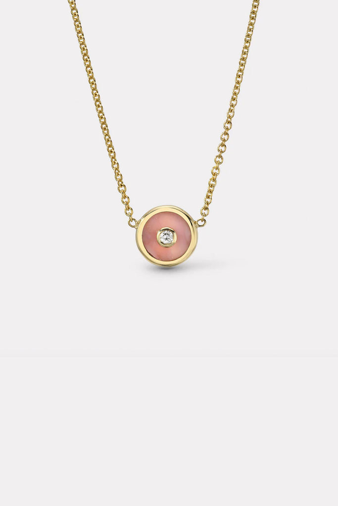 Retrouvai Mini Compass Pendant w/ Pink Opal Jewelry Retrouvai 
