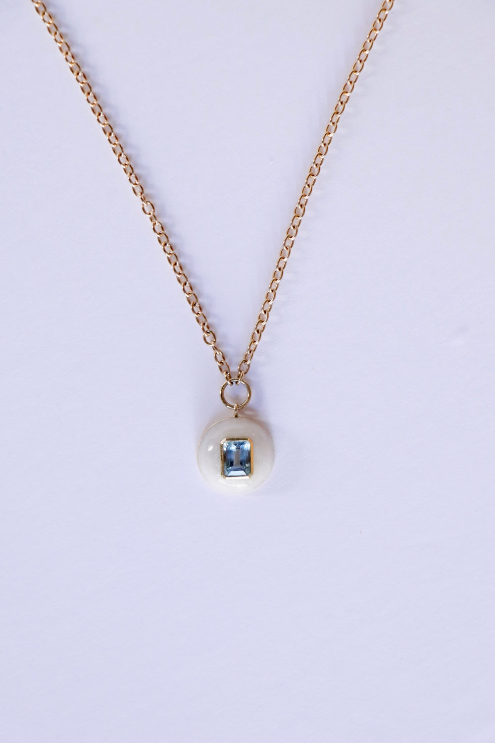 Retrouvai Small Lollipop Pendant Aquamarine in White Quartz