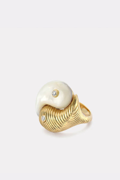 Retrouvai Tin Yang Ring in White Mother of Pearl | WE ARE ICONIC