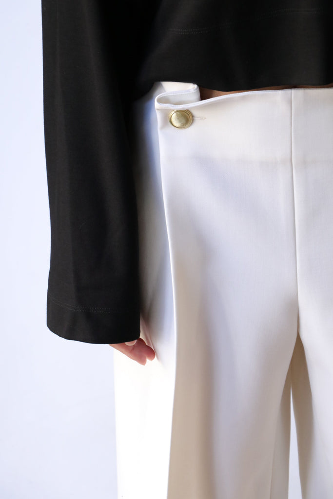 Zara High Rise Cropped Sailor Pants Off White Size 4 As Is Button Fly
