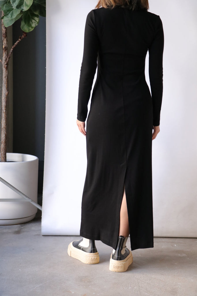 Rosetta Getty Long Sleeve Polo T-shirt Dress in Black Dresses Rosetta Getty 