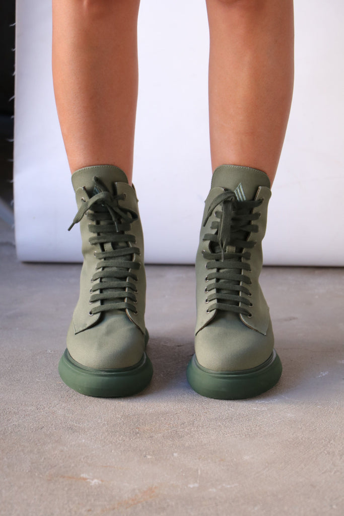 Selene Combat Boots in Military Green Shoes The Attico 