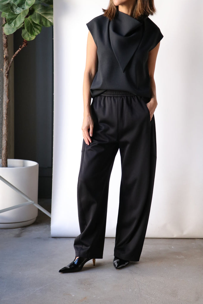 Tibi Active Knit Winslow Pant in Petite- Black Bottoms Tibi 