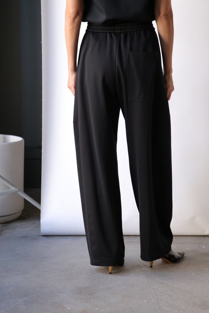 Tibi Active Knit Winslow Pant in Petite- Black Bottoms Tibi 