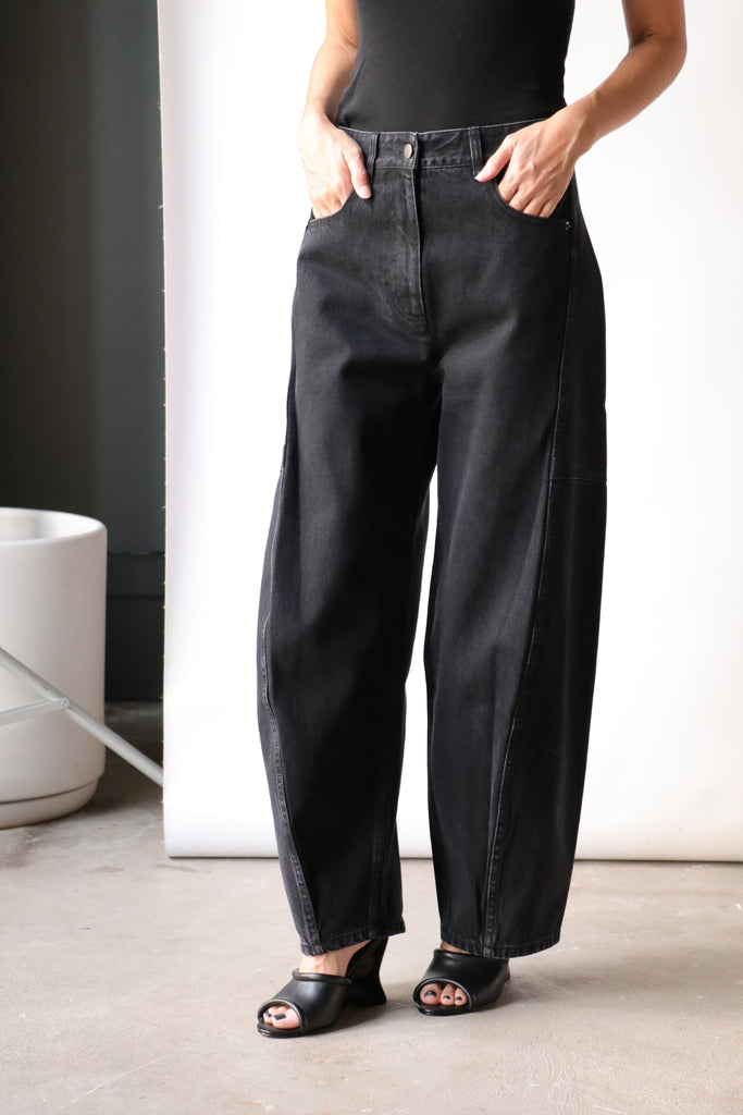 Tibi Black Denim Sid Petite Jean in Black