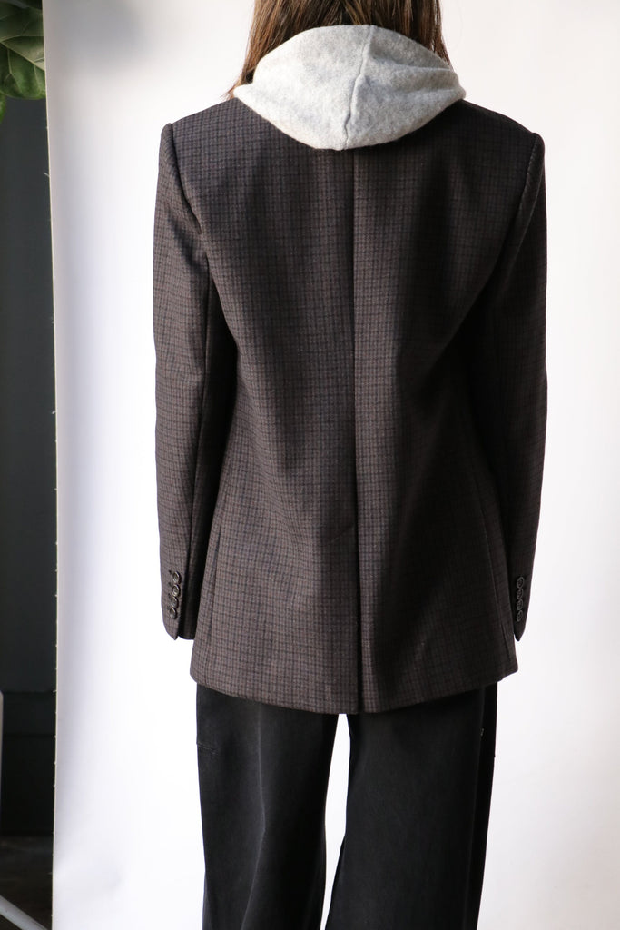 Tibi Bonded Menswear Dennis Blazer in Grey Multi Outerwear Tibi 