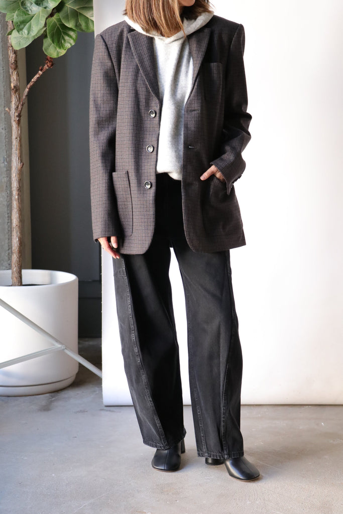 Tibi Bonded Menswear Dennis Blazer in Grey Multi Outerwear Tibi 
