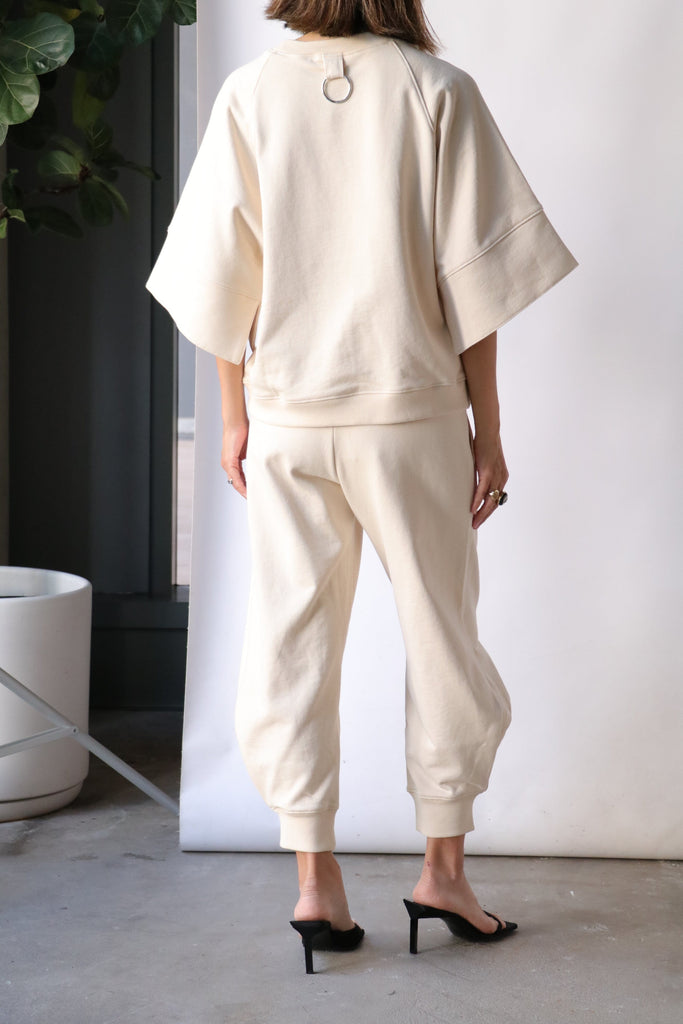 Tibi Crewneck Easy Sweatshirt in Ivory Bottoms Tibi 