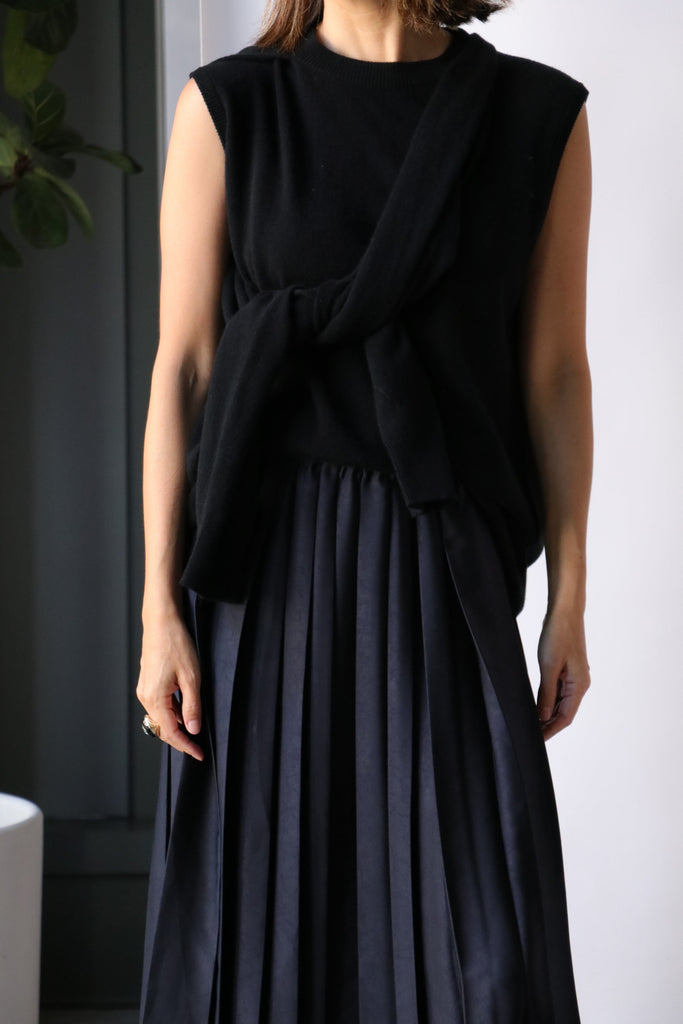 Tibi Feather Weight Cashmere Easy Cocoon Tunic in Black tops-blouses Tibi 