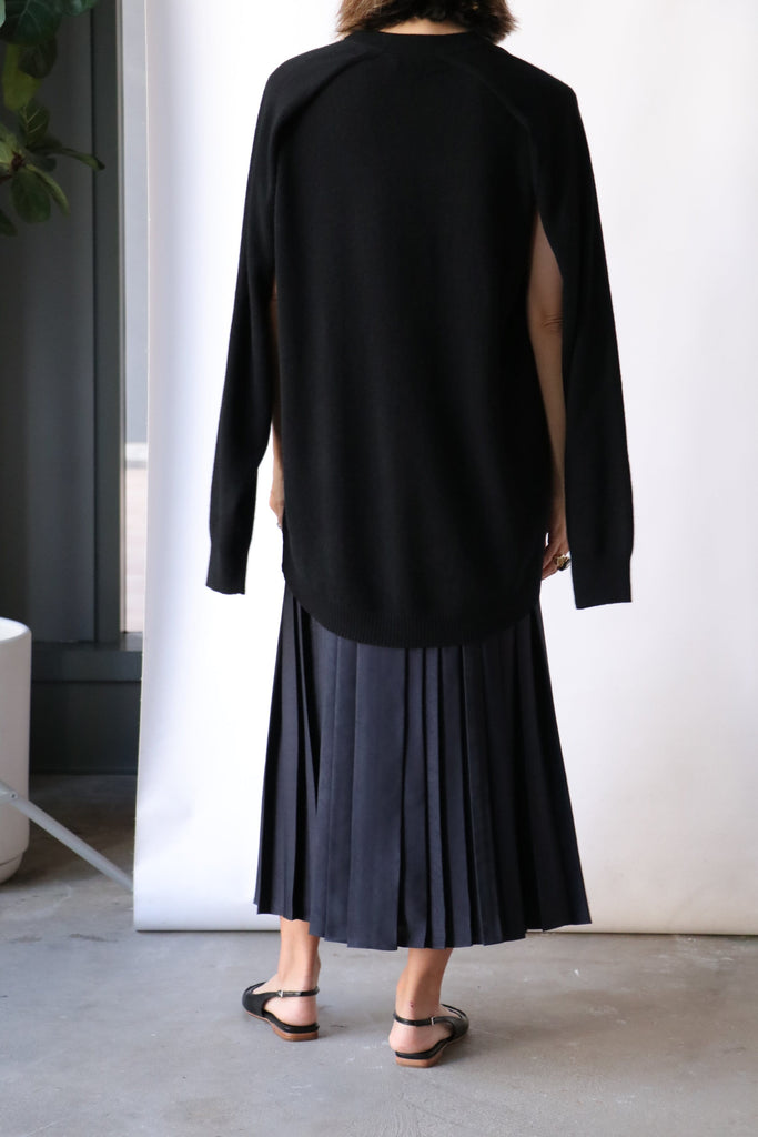 Tibi Feather Weight Cashmere Easy Cocoon Tunic in Black tops-blouses Tibi 