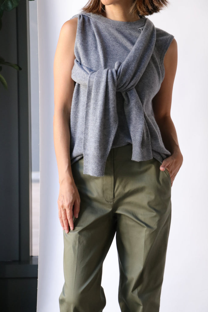 Tibi Feather Weight Cashmere Easy Cocoon Tunic in Heather Grey tops-blouses Tibi 