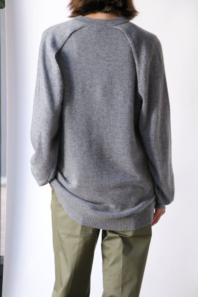 Tibi Feather Weight Cashmere Easy Cocoon Tunic in Heather Grey tops-blouses Tibi 