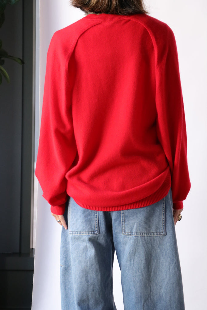 Tibi Feather Weight Cashmere Easy Cocoon Tunic in Red tops-blouses Tibi 