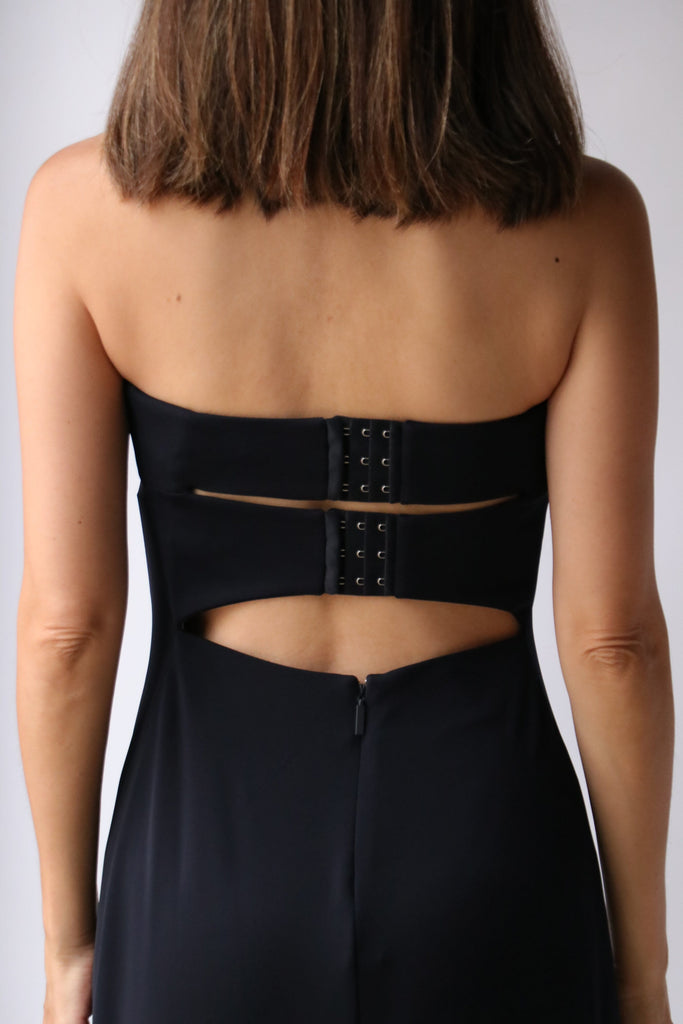 Tibi Harlow Jersey Strapless Midi Dress in Navy Dresses Tibi 