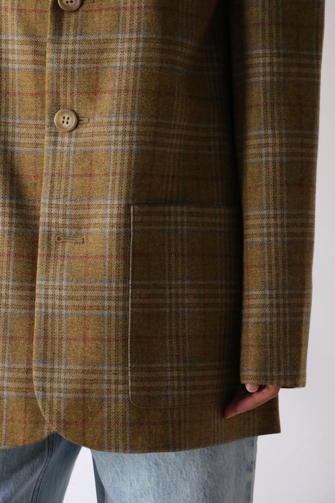 Tibi Hopper Plaid Dennis Blazer in Tan Multi Outerwear Tibi 