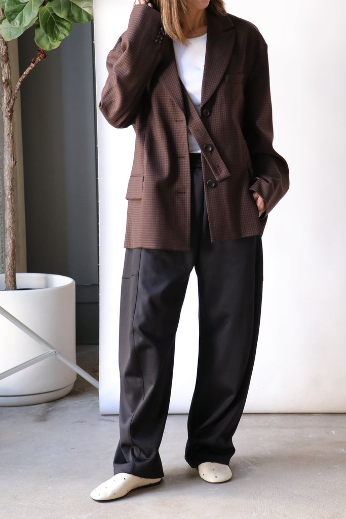 Tibi Jett Suiting Liam Blazer W/ Slit Zipper Detail in Brown Multi Outerwear Tibi 