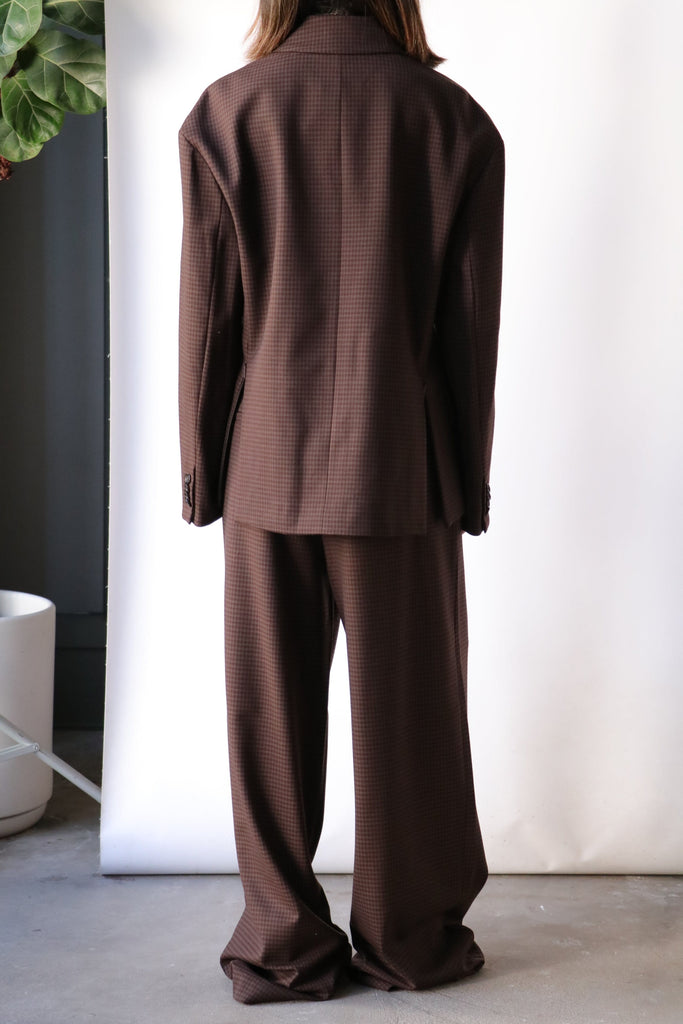 Tibi Jett Suiting Liam Blazer W/ Slit Zipper Detail in Brown Multi Outerwear Tibi 