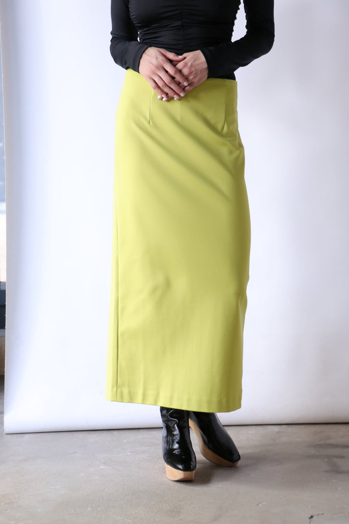 Tibi Structured Knit Pencil Skirt in Geko Green Bottoms Tibi 